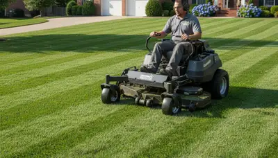 Close-up of freshly cut green grass showing professional lawn mowing quality in Memphis, TN