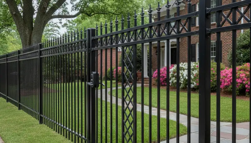 Ornamental black metal fence installation by Chop Chop Landscaping in Memphis, TN