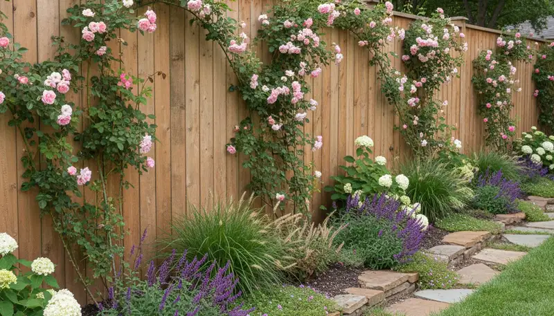 Decorative fence with integrated garden landscaping in Memphis, TN by Chop Chop Landscaping