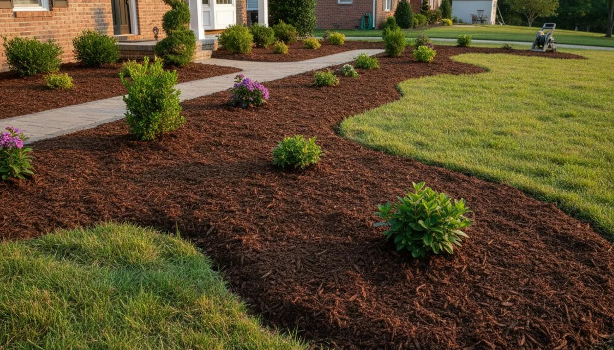 Fresh mulch installation with clean landscape edges by Chop Chop Landscaping in Memphis, TN