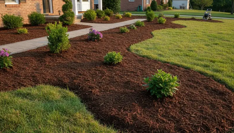 Fresh mulch installation with clean landscape edges by Chop Chop Landscaping in Memphis, TN