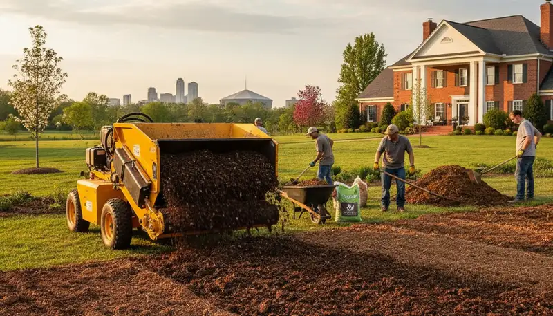 Organic soil amendment and compost application improving landscape soil health in Memphis, TN