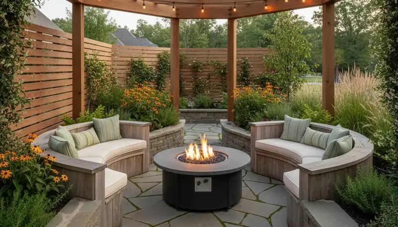 Outdoor living room with paver patio and pergola in Horn Lake MS by Memphis landscape design experts