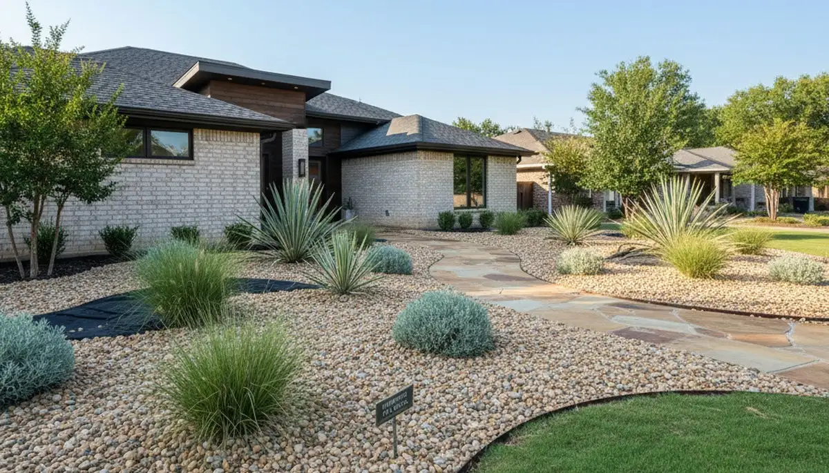 Pea gravel ground cover landscaping in Memphis, TN providing clean, durable, low-maintenance landscape design
