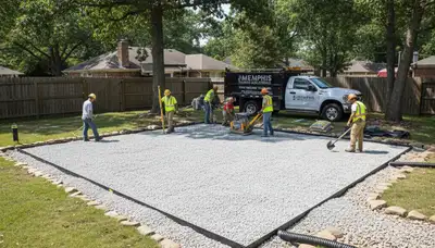 Professional shed foundation base preparation by Chop Chop Landscaping in Memphis, TN